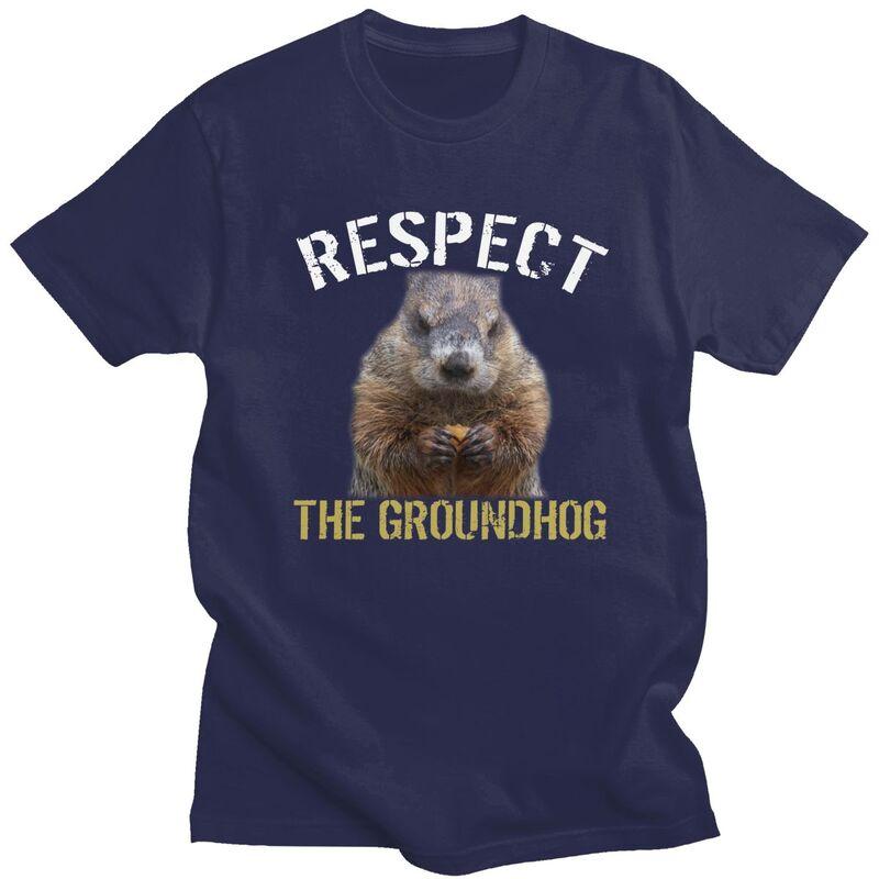 

Respect The Groundhog T Shirt for Men Short Sleeves Humor Joke Sarcasm Clothing Streetwear Loose Oversized 100 Cotton Camisetas 4XL