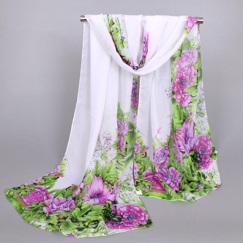 Women Stunning Peony Flowers Print Voile Wrap Shawl Pashmina Stole Scarf For A Timeless Look