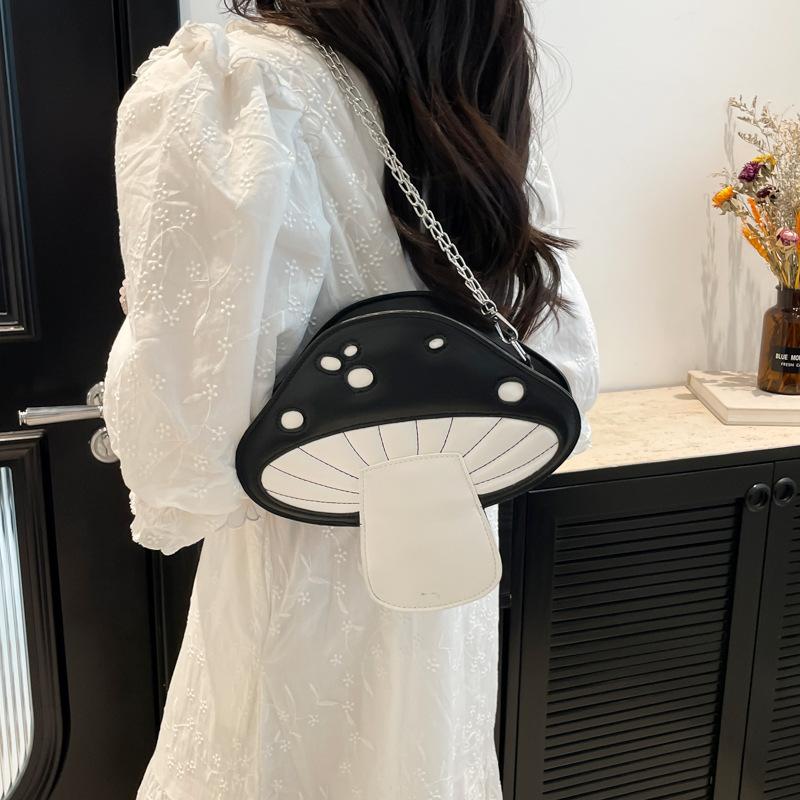 Young Girls Mini Crossbody Phe Bag Ctrast Color Pu Leather Handbag Shoulder Bag Lady Cute Mushroom Creative Bag
