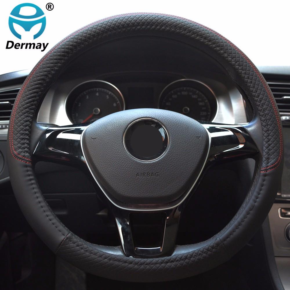 DERMAY 7Colors 39/40CM Car Steering Wheel Cover PU Leather Size L for Outer Diameter Of Steering Wheel 39-40cm Free Shipping