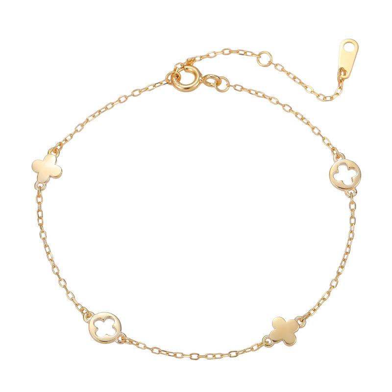 925 Sterling Silver Four-Leaf Clover Openwork Bracelet - Simple, Elegant & Versatile for Women