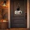 Scary Theme Party Decor Halloween Wooden Welcome Door Sign Black Cat Ghost Pumpkin Hanging Gothic Home Style for Porch Rustic Farmhouse Spooky