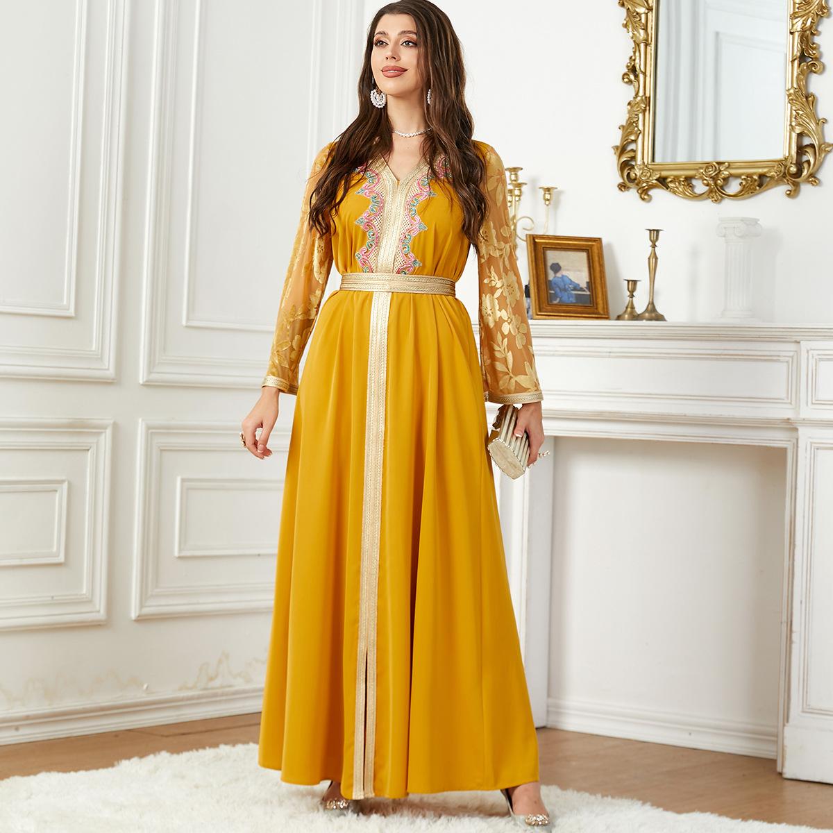 

Новое модное осенне-зимнее бархатное платье с разрезом в стиле пэчворк для женщин M жёлтый