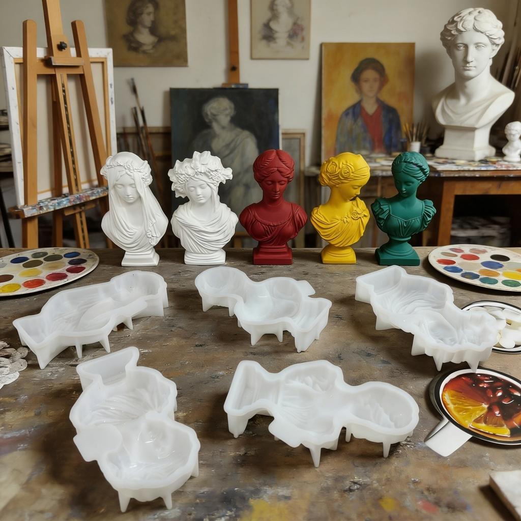 Classical Silicone Mold Flexible Home Decor Mold 3d Female Bust Mold Elegant For Home Decor Artistic Sculpture Aromatherapy