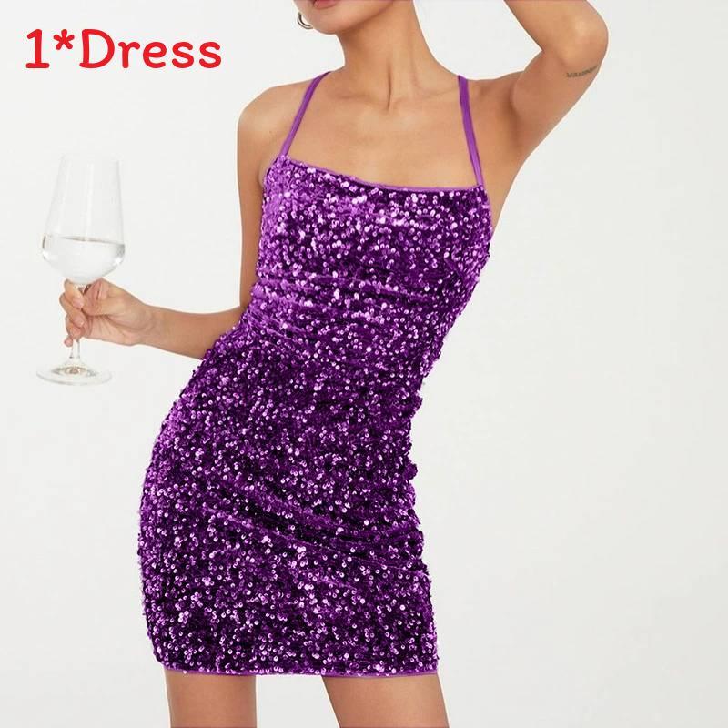 Spring Fashion Womens Sequin Halter Dress With Slim Fit And Backless Style For Elegant Parties