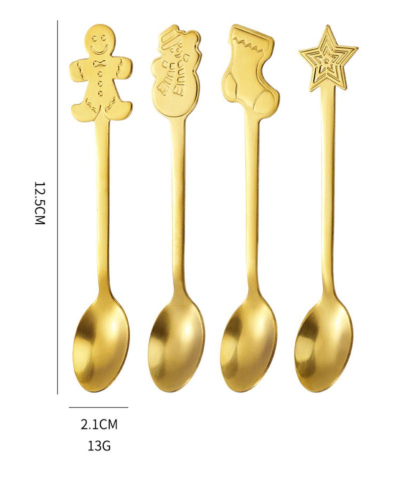 4PC New Year Spoon Fork Christmas Decorations Home Christmas Gifts Christmas Tableware Decorations Children's Gifts