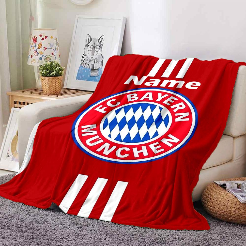 Couverture imprimée Thème FC Bayern München avec Nom Personnalisable - Parfaite pour le Canapé, le Lit, les Voyages et l'Extérieur | Lavable en Machine, Confortable & Durable.