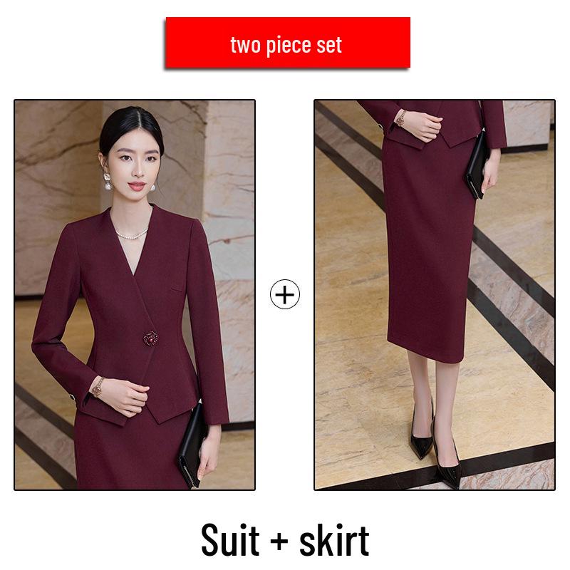 Elegant Apricot Women's Blazer Set: Chic Street Style, High-End Professional Suit