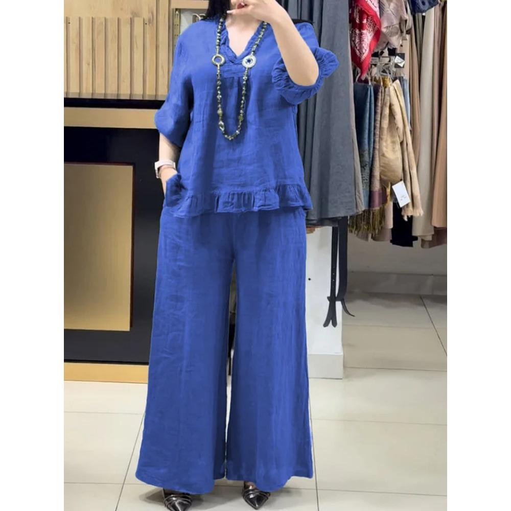 Fashionable Casual Loose Short-sleeved Plus-size Suit for Women