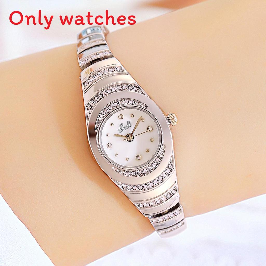 

Womens Quartz Watch With Metallic Strap And Rhinestone Decor For Casual Wear Silver