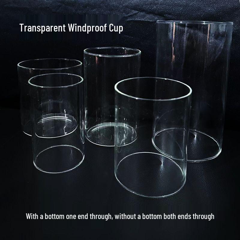 Windproof Cylindrical Glass Candle Holder - Transparent, High-Temperature Resistant, Explosion-Proof for Outdoor and Home Use.