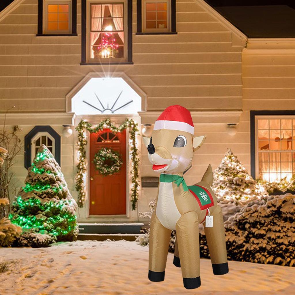 Christmas Outdoor Inflatable Reindeer Ornament Garden Prop with LED Light for Party Yard Decoration Holiday Gift