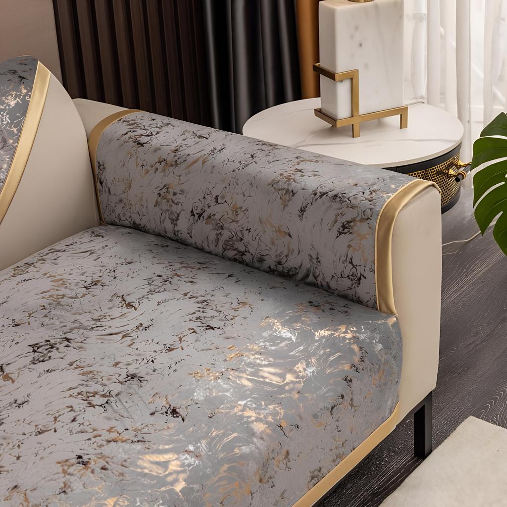 Sofa Universal Cover Highend Cushion Black Fabric Soft Towel Gold Edge L Corner Seat Slipcover Chair Pad Living Room 4 Seasons