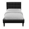 Bed - BLACK - 90x190 Cm - Slatted Base - Upholstered Headboard - 1 Place