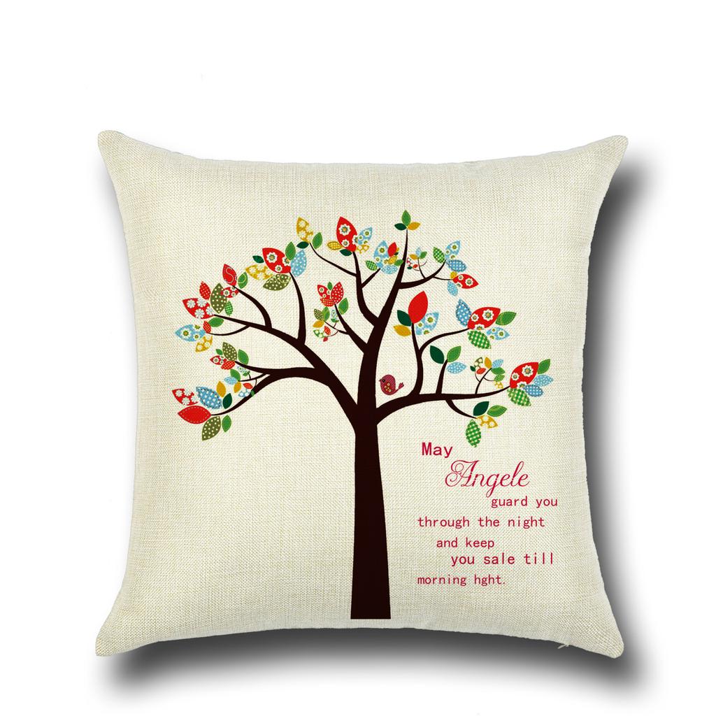 Fashionable Pillows Pastoral Fresh Cartoon Flower Tree Pattern Pillow Creative Home Pillow Case Does Not Include Core