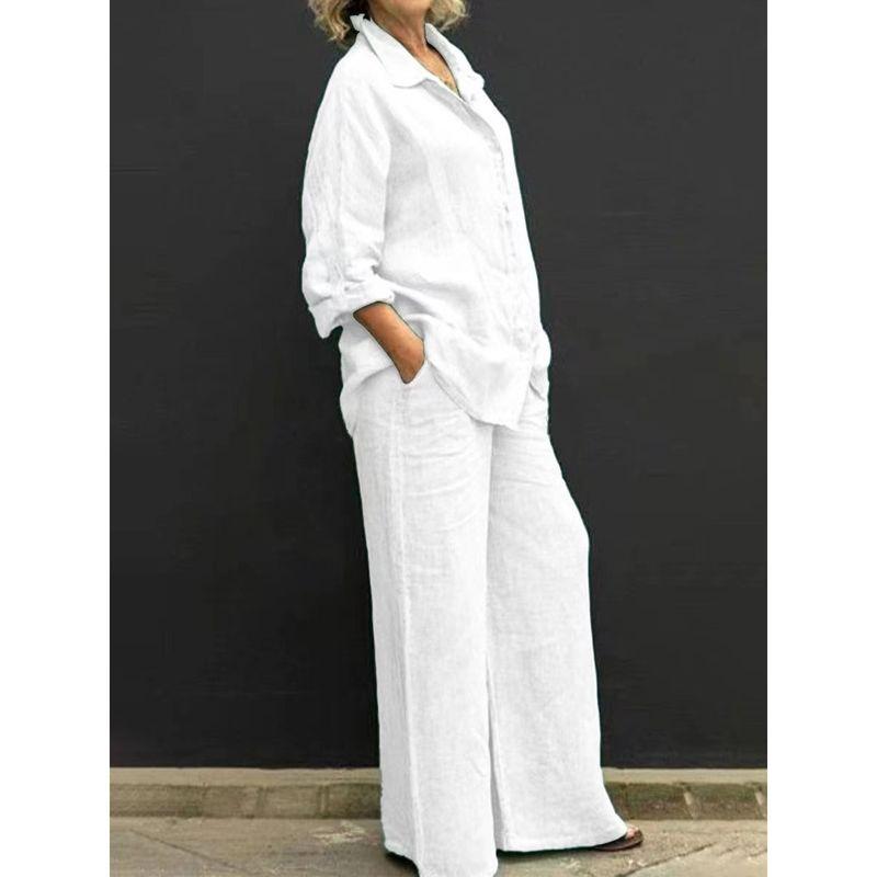 

Fashion Plus Size S-5xl Two-piece Set Shirt Outfit 2025 Casual Urban Suit Women s Clothing White S