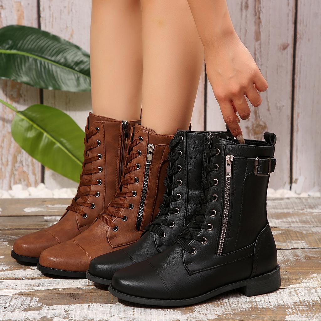 Retro Boots Women Autumn 2026 New Large Size Short Boots Thick Heel Knight Boots Leather Lightweight Outdoor Shoes for Women