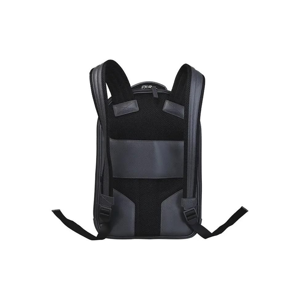 Montblanc Meisterstück Solid Color Zipper Closure Leather Backpack Small Men backpack Gray 116323