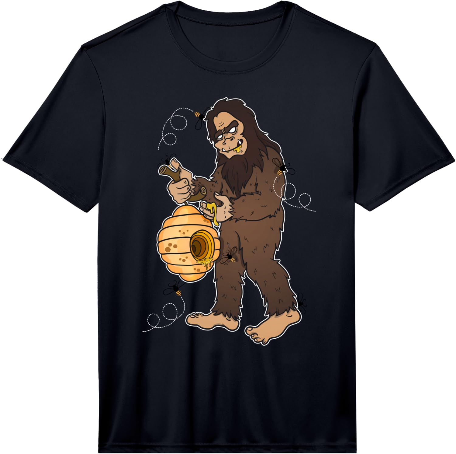 Bigfoot Eating Honey Bee Lover Funny Gift T-Shirt Performance T-Shirt Unisex T-Shirt XL