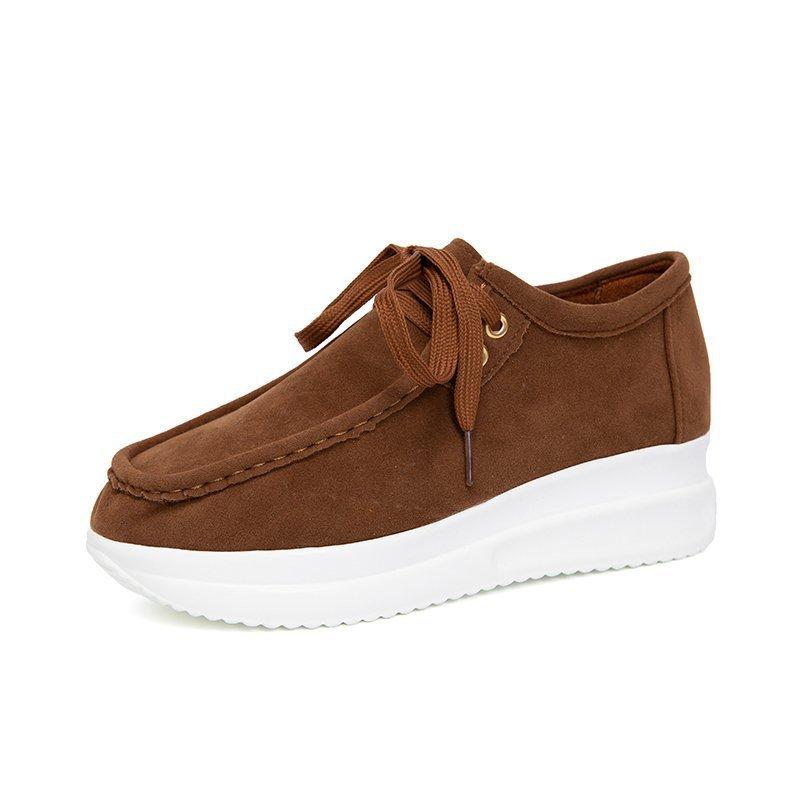 

Foreign trade large size casual single shoes women s 2021 autumn platform 43 size loafers lace-up women s shoes wedge heel single shoes 43 коричневий