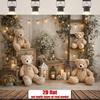 1pc Bear Flower Background Cloth Banner Suitable for Festival Celebrations Home Decoration Photography Props
