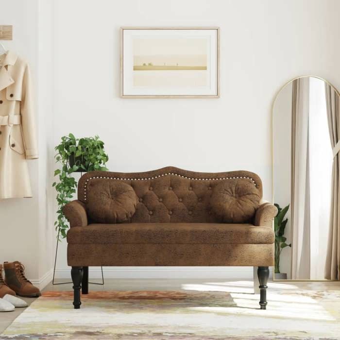 VidaXL Bench with Cushions, Sofa with Armrest and Backrest, Bench with Wooden Legs, Living Room Seat, 372149