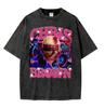 Rapper Chris Brown Breezy Großes Gesicht Grafik T-Shirt Unisex Damenmode Vintage Gewaschen Übergroß Kurzarm T-Shirts Streetwear