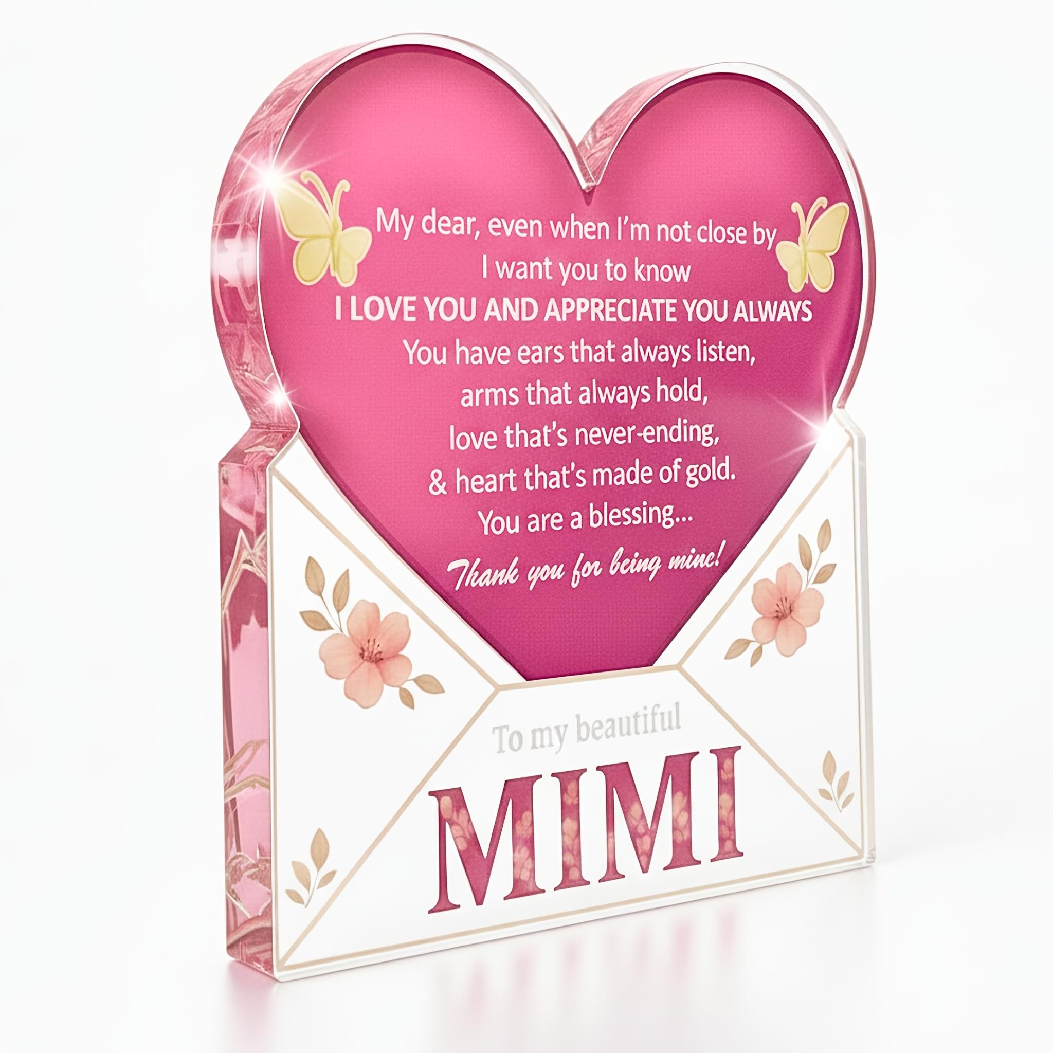 

1pc Mimi Gifts for Grandma - ized Name/ Number Acrylic Desk Nameplate with Elegant Best Mimi Ever Plaque - Suitable for Christmas, Birthday 8.6*10cm