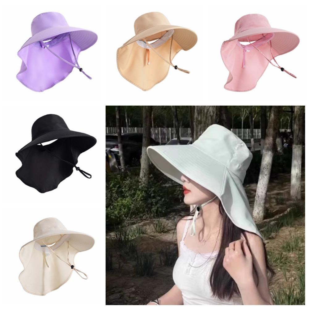 50+ UPF Wide Brim Sun Hat Anti-UV Women Bucket Hats Adjustable Sun Protection Hat  Safari Cap