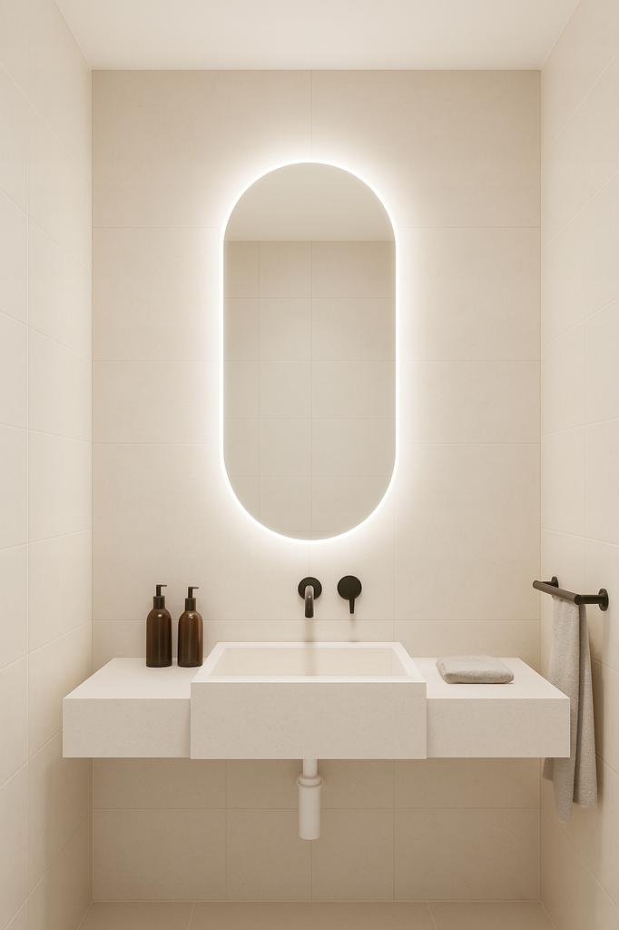 Lustro Owalne Led 55X90 Wodoszczelność Ip65 Wieszane Pion Poziom Luna