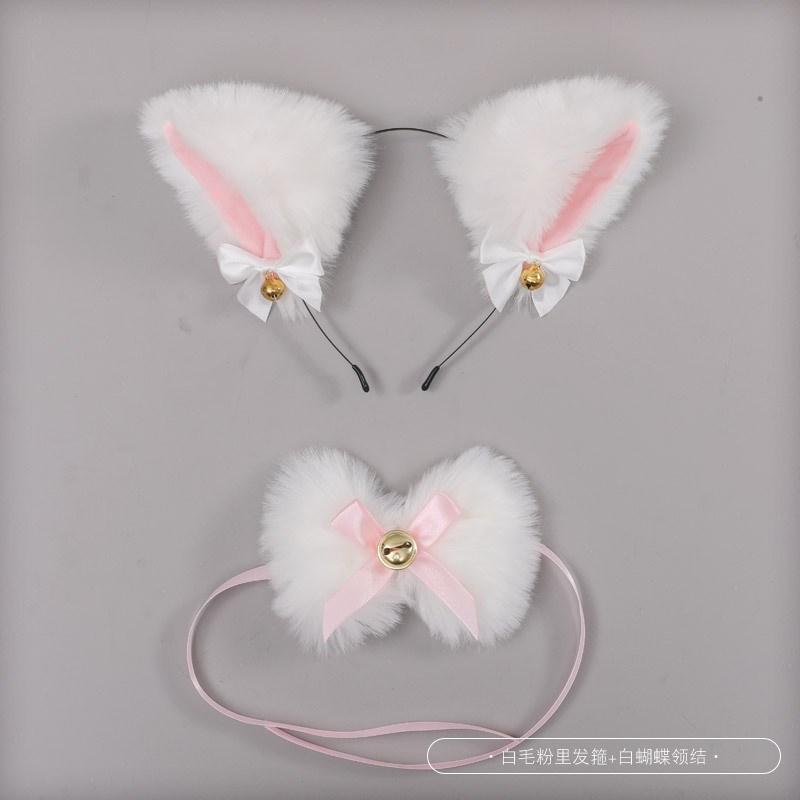 

Anime Lolita Cat Fox Ear Lace Bow Headwear Bell Collar Cosplay Cute Girl Maid Party Costume Accessories