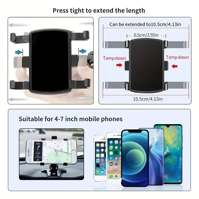 Universal Car Phone Stand Dashboard Car Clip GPS Display Bracket 360 Degree Rotation Car Phone Support For iPhone Samsung Xiaomi