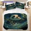 Panda Pattern Bedding Quilt Set Quilt Cover Pillowcase Home Decoration Birthday Gift (1 * Duvet Cover + 2 * Pillowcase, Without Core)