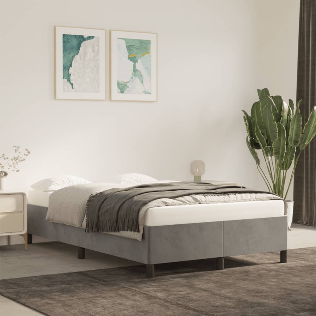 Bed Frame without Mattress Light Grey 120x190 cm Velvet