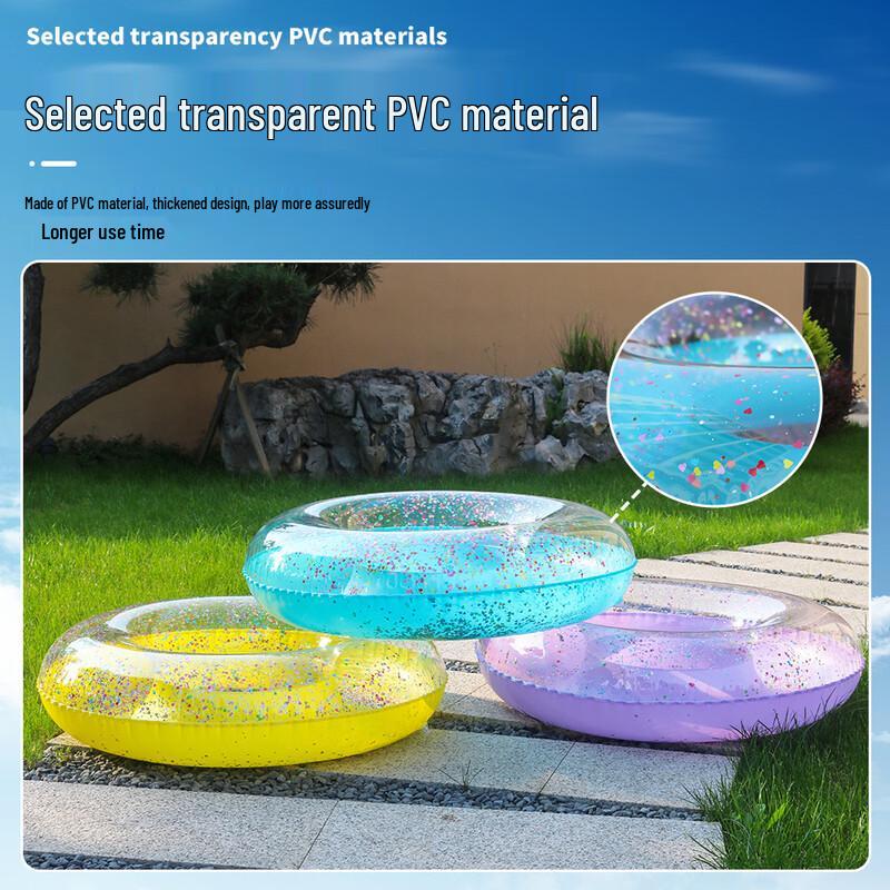 Adult PVC Transparent Sequin Inflatable Swim Ring