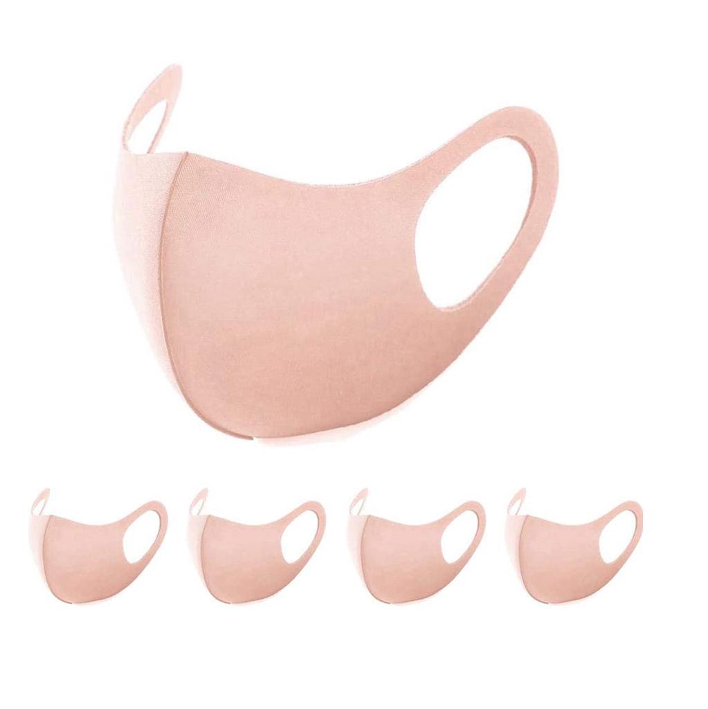 5PCS Classic Solid Color Face Masks Adult Breathable Washable Fabric Mask Fashion Print Masks Women Mouth Cover Cubrebocas
