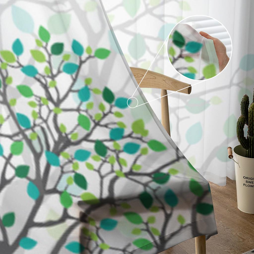 Abstrakcyjna natura zielone liście przezroczyste zasłony do salonu przezroczysta tiulowa zasłona okienna sypialnia kuchnia wystrój zasłony welonowe