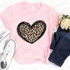 Fashion Unisex Tshirts Leopard Love Heart Print Tops Short Sleeve Clothing Ladies Harajuku Valentines Day Female Clothing