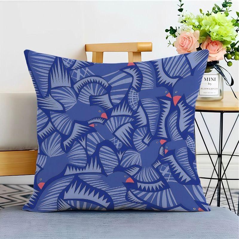 Purple Pattern Pillow Cover Plant Geometric Sofa Living Room Cushion Cover Bedside Square Pillowcase Removable and Washable