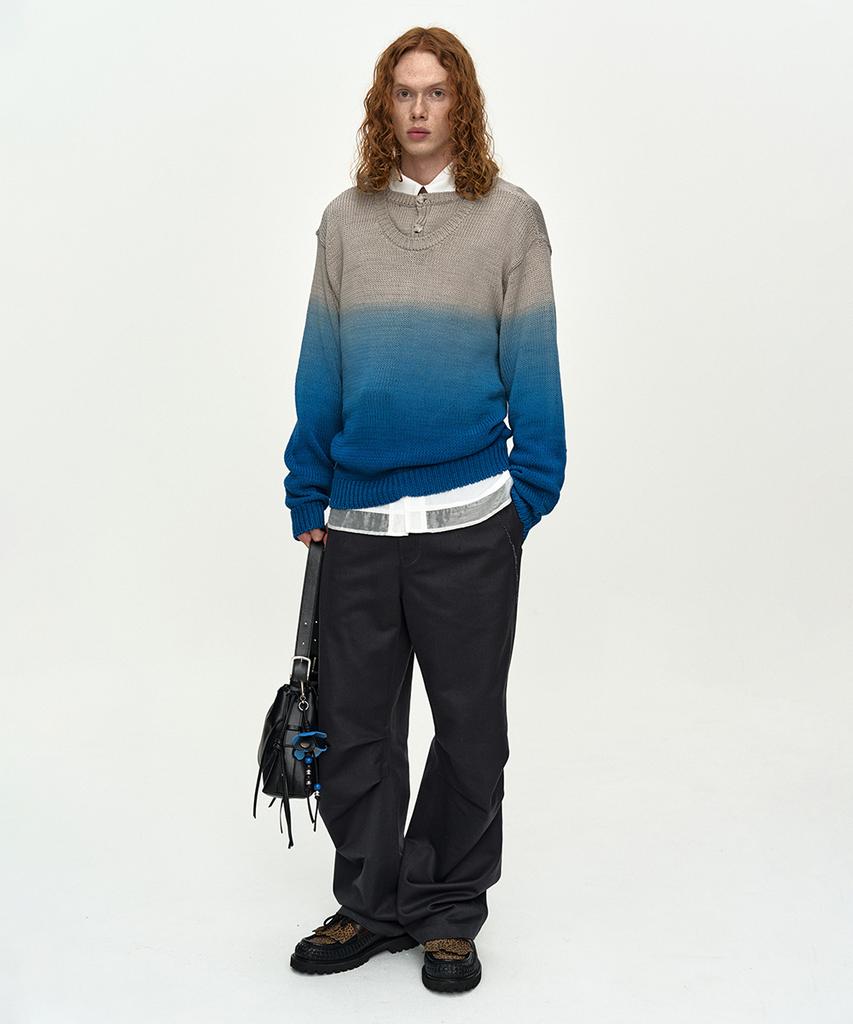 ADSB ANDERSSON BELL Gradient Henry-Neck Sweater Atb1412M(Beige/Blue)