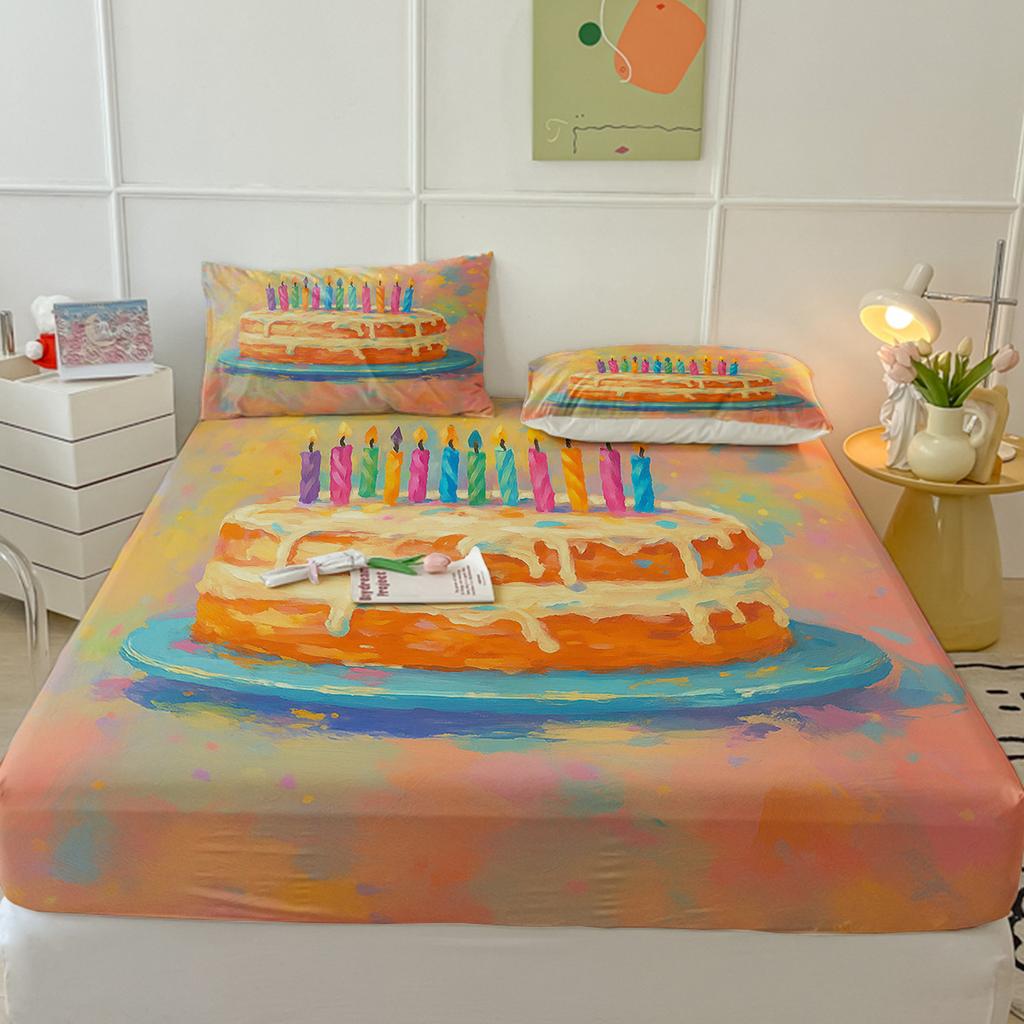 Modèle de matelas Cartoon Two, Housse de protection de matelas, Ensemble trois pièces de housse de protection, Impression numérique