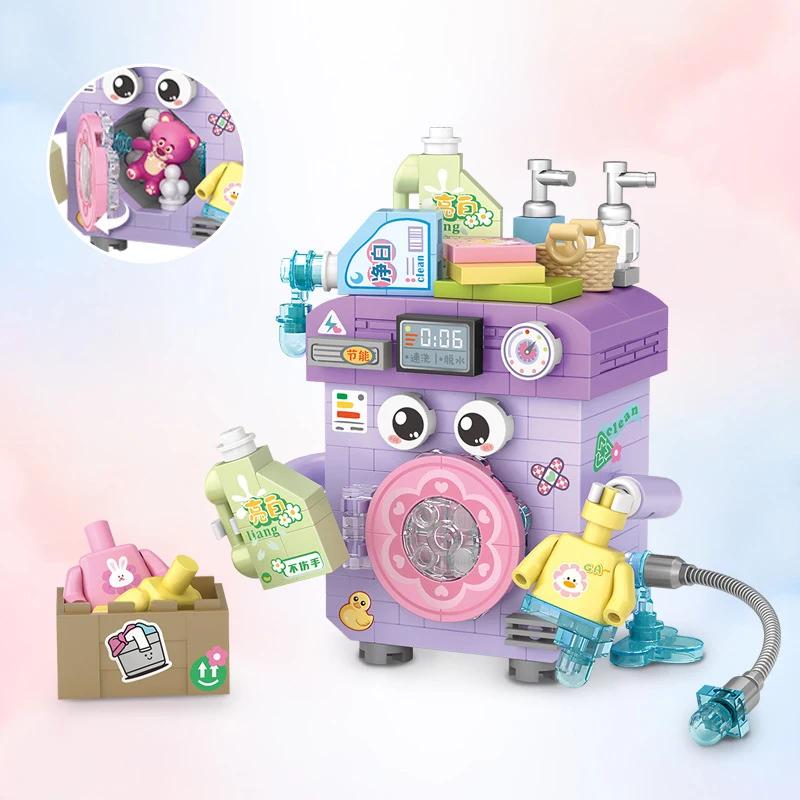 Niedliche Mini-Stadt Haushaltsgeräte Anzug Bausteine Brotbackautomat Kühlschrank Fernsehmodell Steine für Kinder Geschenk
