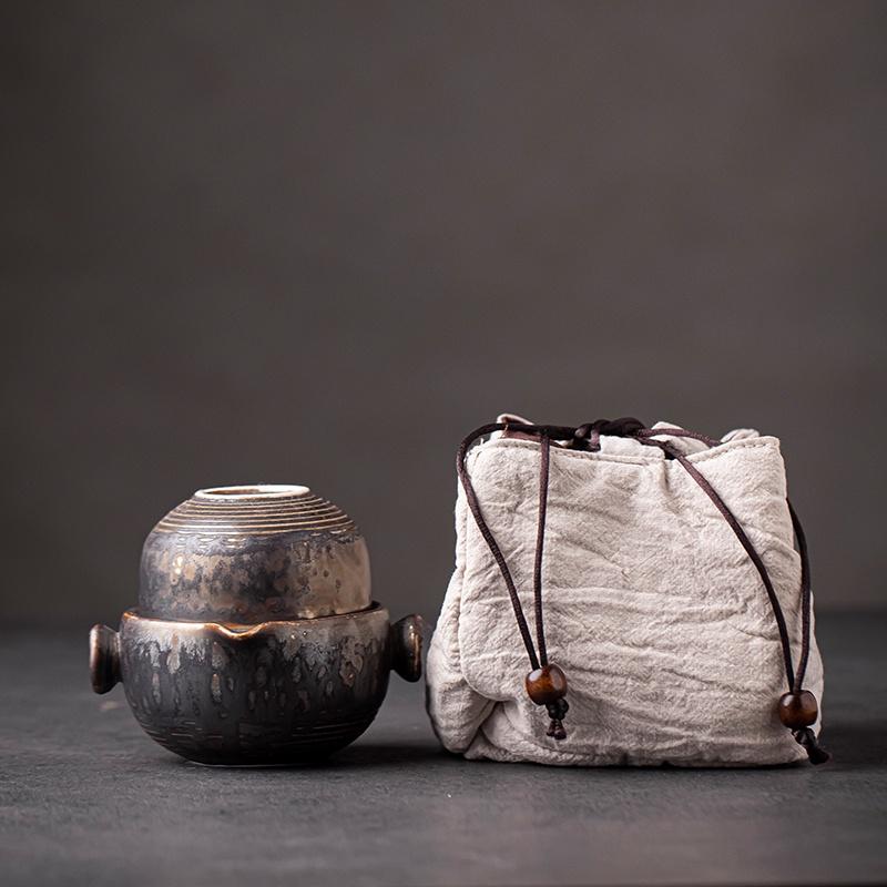 150ml Japanese Kiln-Change Ceramic Quick Tea Cup One Pot Two Cups Tea Set Portable Bag Teapot