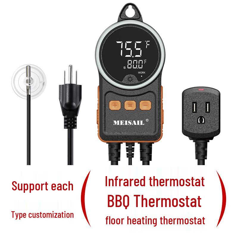 High-Precision US Standard Digital Temperature Controller with Adjustable Aquaculture Display and Socket MH-60B чёрный