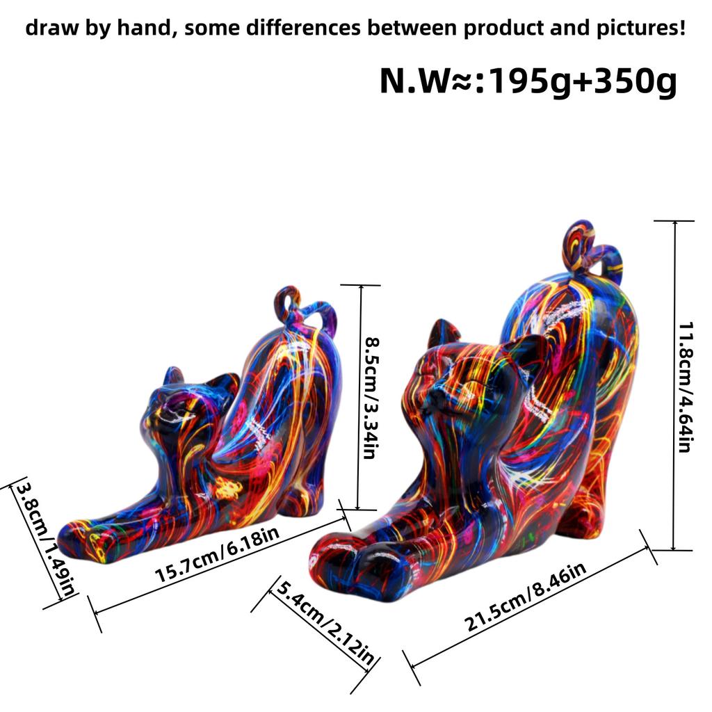 New Creative Design Set of 2 Cat Ornaments Home Living Room Wine Cabinet Work Decoration Decoration Resin Crafts