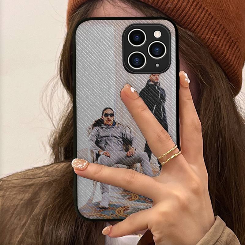 Djadja & Dinaz Rapper Francese Custodia per Telefono Custodia Rigida in Pelle per iPhone 11 12 13 Mini Pro Max 8 7 Plus SE 2020 X XR XS Coque