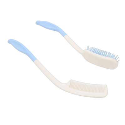     Handled Comb and Hair Brush Set   Comb Hair Brush Curved Ergonomic Grip for Limited Mobility