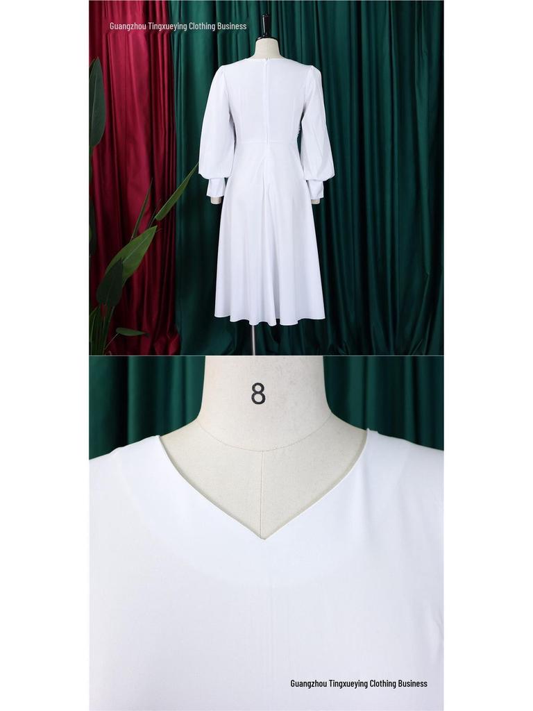 Elegant Solid Color Plus Size A-line Skirt with Fashionable Spring European & American Style