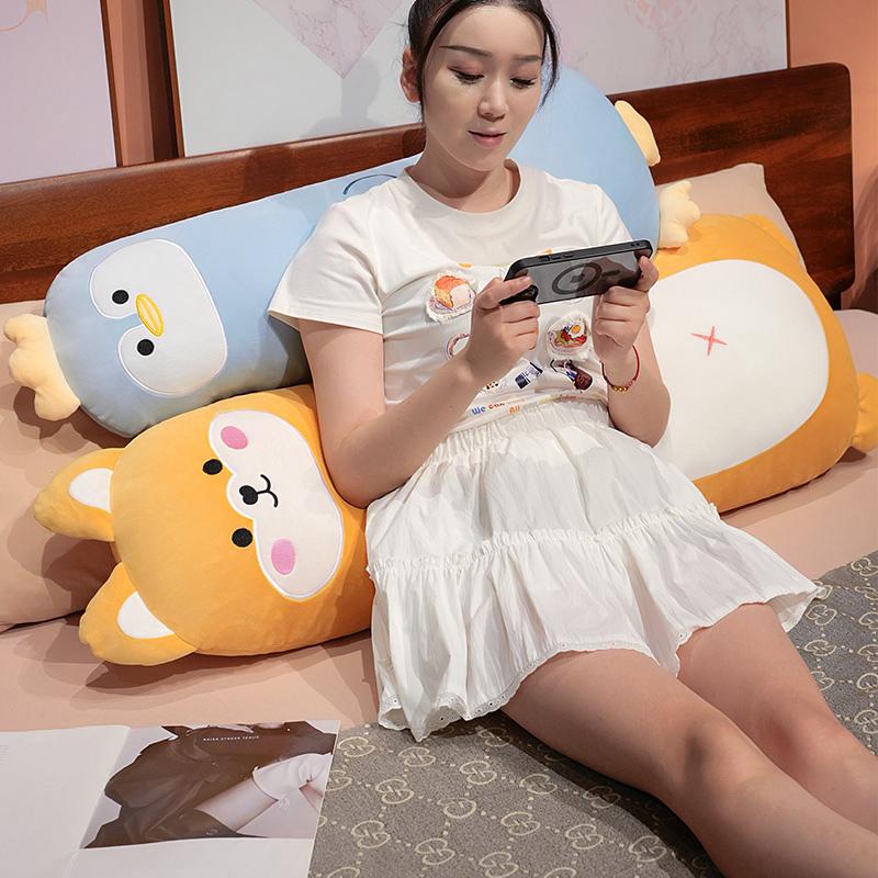100/120cm Lovely Penguin Dog Zebra Pig Kawaii Long Pillow Stuffed Soft Animal Dolls Sleeping Toys