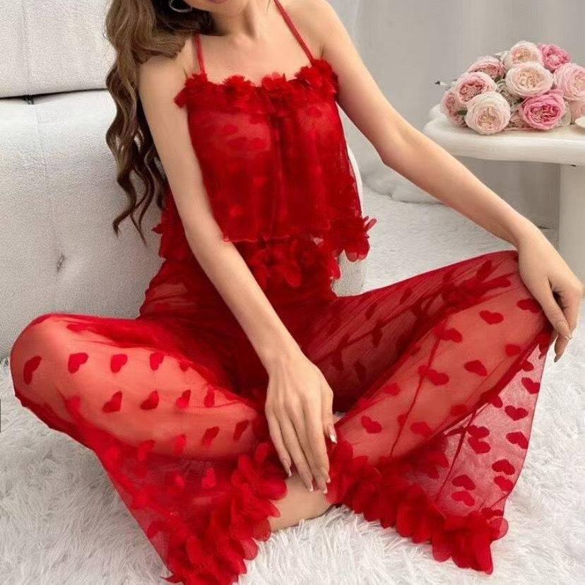 1Set Sexy Pajama Dress with Lace Trim Erotic Lingerie Pajamas
